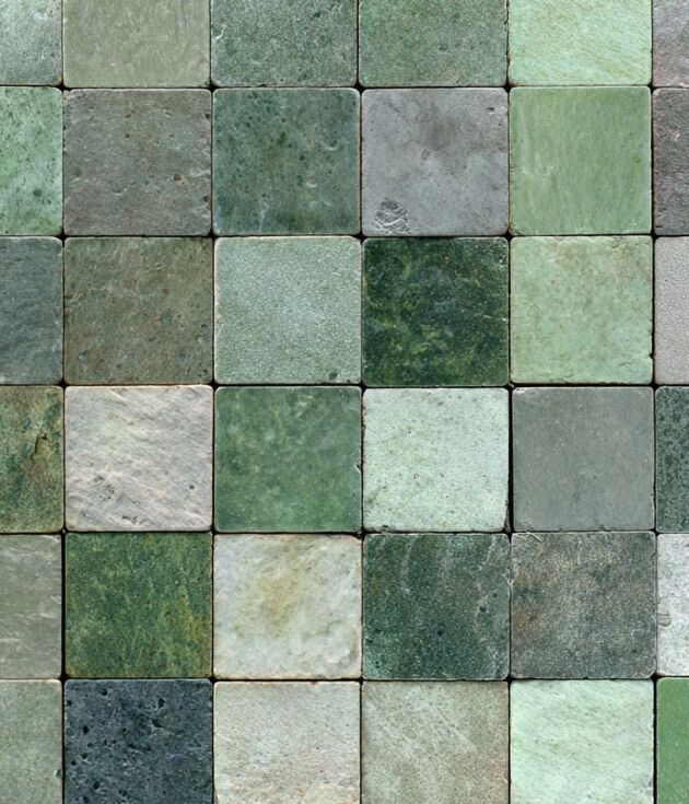 Green earth-toned grid paver