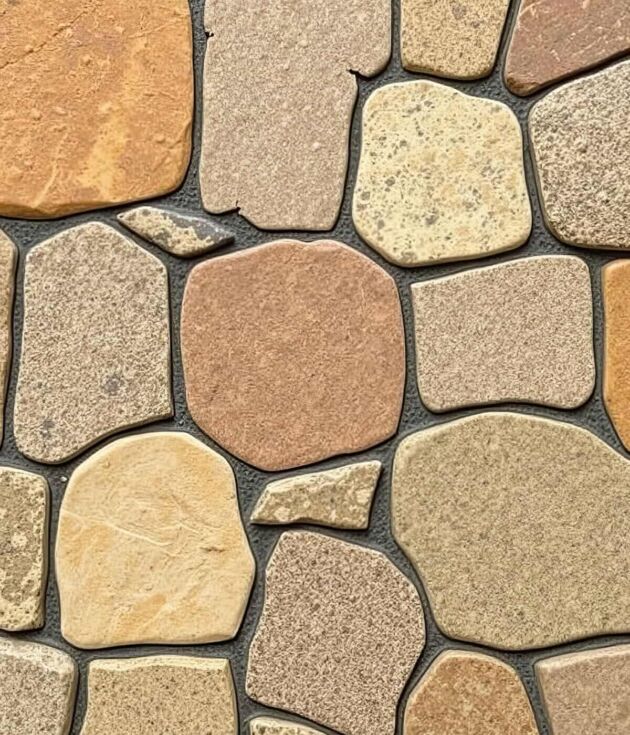 Warm tone cobblestone paver