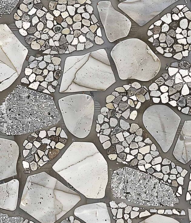 Pebble and stone mosaic paver