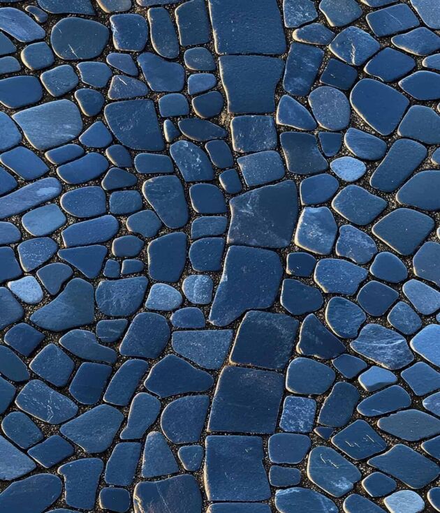 Deep blue river stone paver