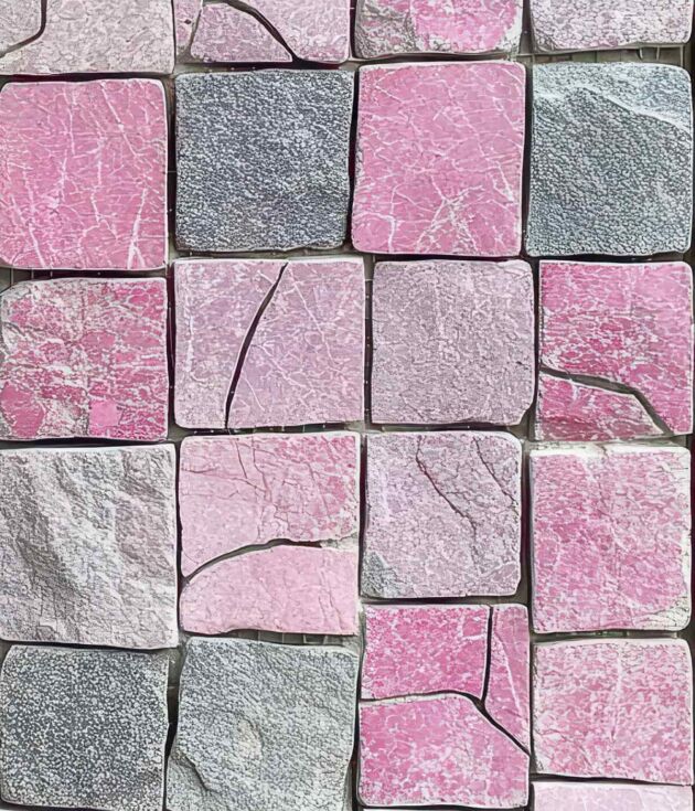 Pink slate checkered paver